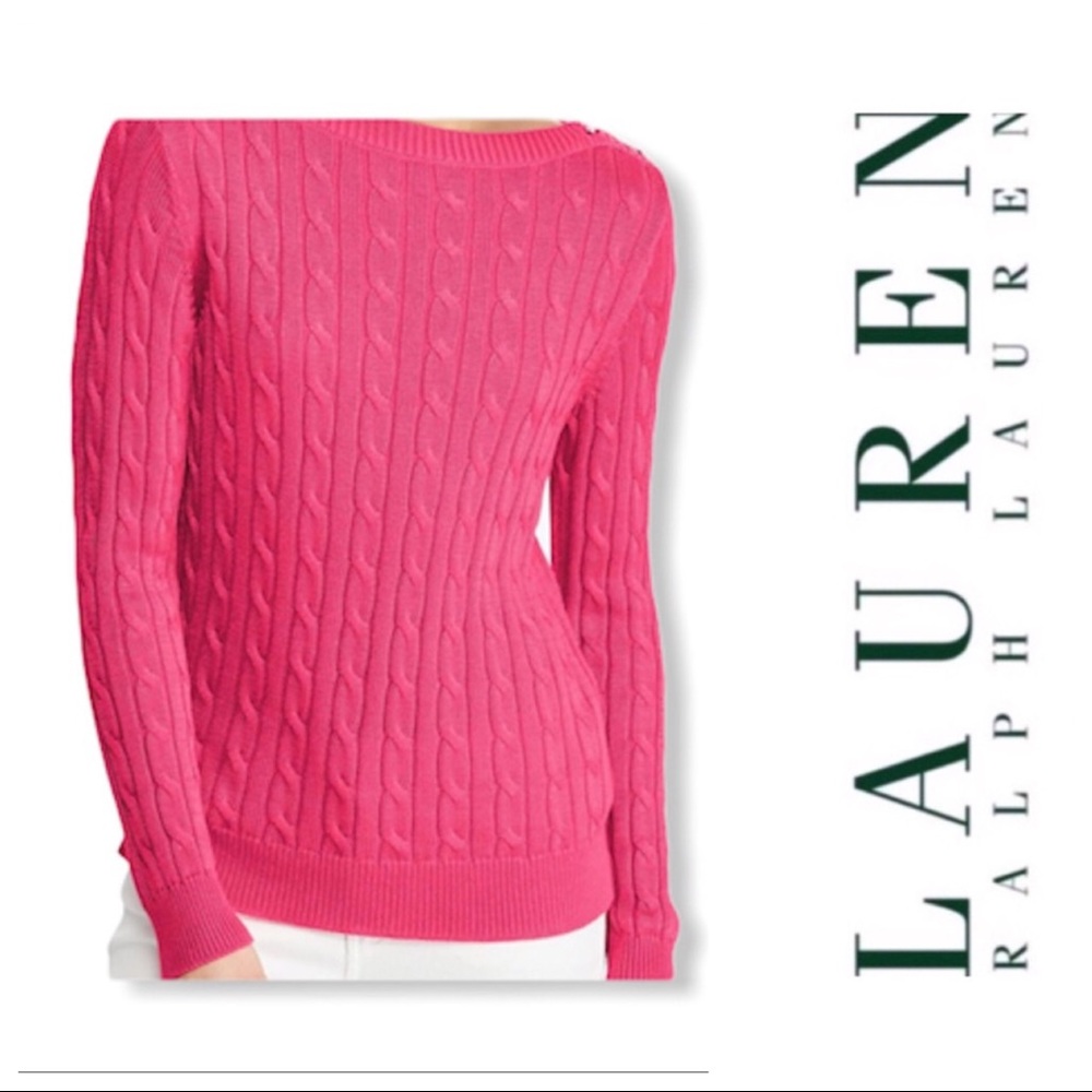 Lauren Ralph Lauren Cotton Cable Sweater L